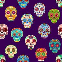 Mexican calavera sugar skulls seamless pattern vector