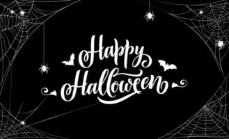 Happy halloween banner with cobweb and spiders vector