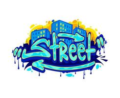 Street graffiti art, urban style wall artwork vector