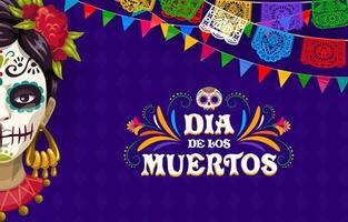 Day of Dead or Dia De Los Muertos holiday banner vector