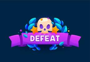 Defeat game badge or shield, ui banner with skull vector