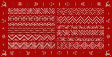 Christmas sweater borders, frames and patterns vector