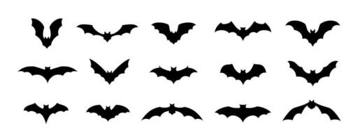 Halloween bats silhouettes isolated vector set