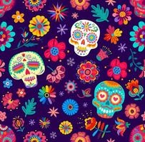 Seamless pattern with Mexican sugar calavera skull vector