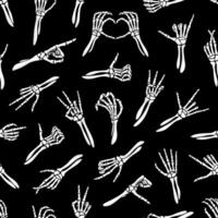 Skeleton hand gesture seamless pattern background vector