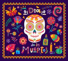 día de el muerto muertos mexicano fiesta bandera vector