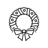 Christmas wreath decoration thin line icon vector