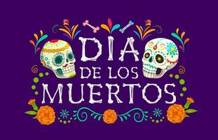 dia Delaware los muertos fiesta bandera con calaveras vector