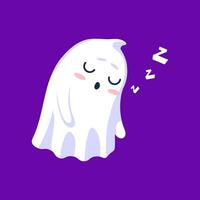 Halloween kawaii ghost sleeping, emitting zzz vector