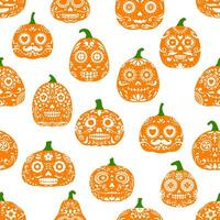 Halloween party mexican pumpkins seamless pattern vector