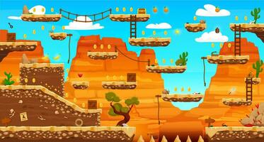 Arcade game level with wild west western platforms vector