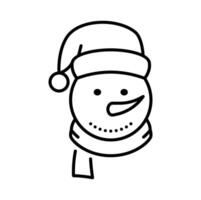 monigote de nieve personaje cabeza Navidad línea icono vector