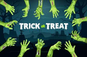 Halloween zombie hands banner holiday horror night vector
