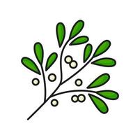 Mistletoe sprig twig berry outline goji icon vector