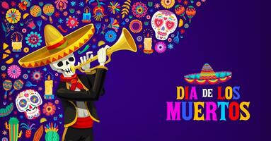 día de el muerto dia Delaware los muertos fiesta bandera vector