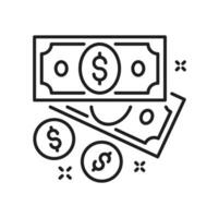 American dollar and coin, casino money sign vector