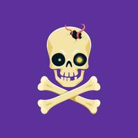 Halloween skull, horror night holiday cartoon icon vector