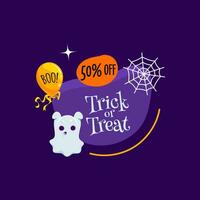 Halloween ghost saying boo, vector sale badge