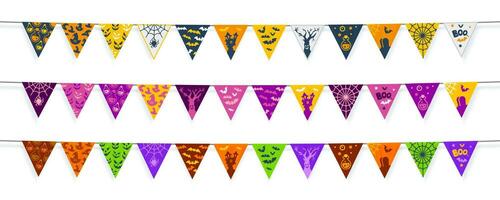 Halloween garland pennants and flags with patterns vector