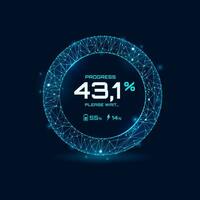 Loading bar progress neon dial, speed dashboard vector