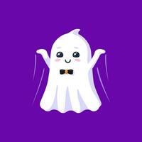 Halloween kawaii ghost character swiftly flying vector