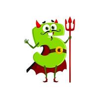 Halloween cartoon number 5 in devil costume vector