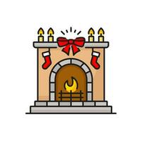 Chimney interior design brick fireplace line icon vector