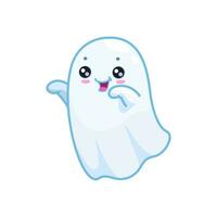 Halloween kawaii cute ghost character saying boo vector