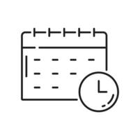 Calendar assignment and clock outline icon vector