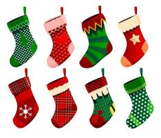 Stocking socks. Cartoon Christmas boots for gifts vector