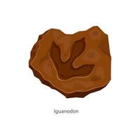 Ancient iguanodon dinosaur footprint fossil vector