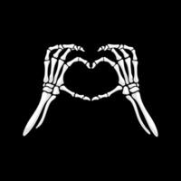 Skeleton hands form a heart shape gesture, vector