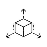 Cube scale with arrows, scalability concept icon vector