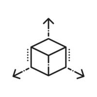 Cube scale with arrows, scalability concept icon vector