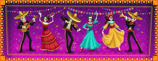 Day of Dead, Dia De Los Muertos Mexican characters vector