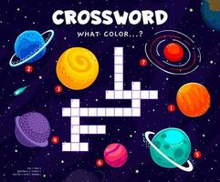 Crossword quiz game to find color of space planets vector