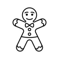 Gingerbread man cookie Christmas line icon vector