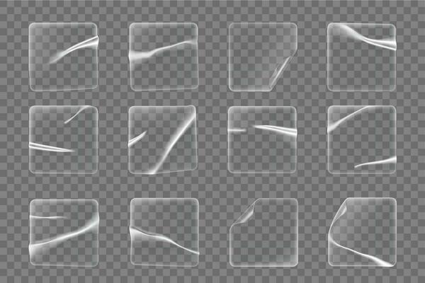 Transparent square plastic stickers and patches
