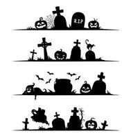 Halloween frame and divider with black silhouettes vector