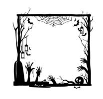 Halloween holiday black frame, isolated border vector