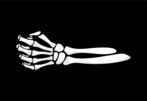 Skeleton hand clenches into a bony fist gesture vector