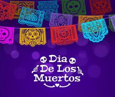 Dia de Los Muertos mexican paper cut background vector