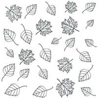 sketch seamless pattern leaves on a white background vector