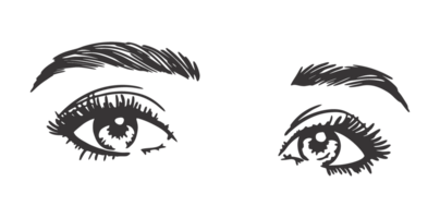 Beautiful female eyes black and white transparent illustration psd