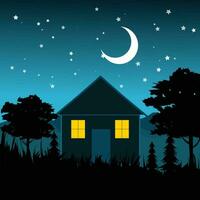 House In Mountains Background Illustration vector