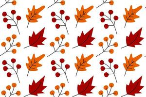 Vector abstract seamless pattern with leaves and twigs in trendy autumn shades. Happy Thanksgiving