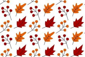 Vector abstract seamless pattern with leaves and twigs in trendy autumn shades. Happy Thanksgiving