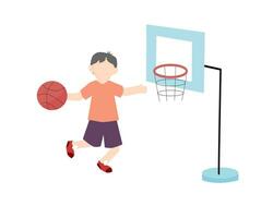 Cute Boy Playing Basketball Illustration vector