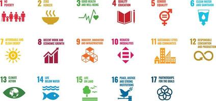 Sustainable Development Goals in English Inverse Colors vector