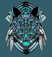 illustration of a wolf robot with a colorful mechanic frame vector